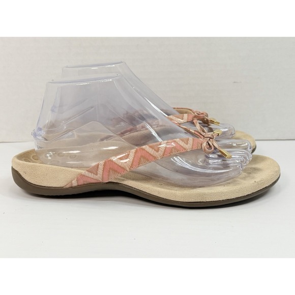 Vionic Shoes - Vionic Bella II Toe Post Sandals Womens 8.5 Pink Plaid Orthotic Flip Flops